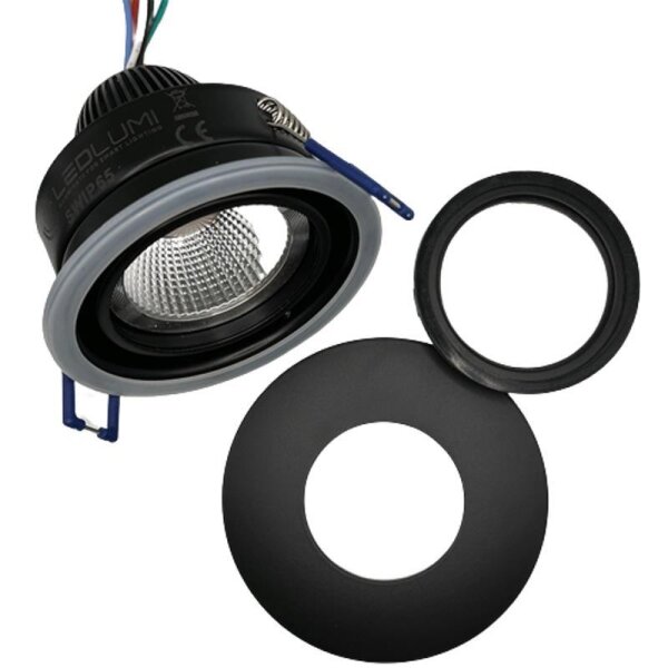 LEDlumi LLSWIP65 wassergeschützt IP65 rund Schwarz Spot Einbaurahmen GU10 MR16