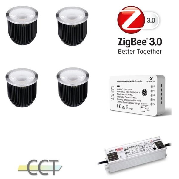 Gledopto Ledlumi Set - TunableWhite 4 Stück Spots LL32408-2060 mit Meanwell Netzteil 40W