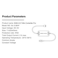 Gledopto Mini ZigBee Pro RGB+CCT LED-Strip-Controller, 5Vdc, 2A - GL-MC-001P