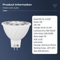 Gledopto GL-S-014P ZigBee Pro RGB+CCT MR16 GU5.3 5W LED Spotlight