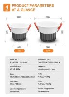 ZigBee Pro RGB+CCT 12W 113mm IP54 LED Einbaustrahler weiß Gledopto GL-D-007P