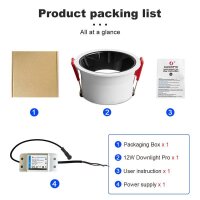 Gledopto ZigBee Pro RGB+CCT LED Downlight 12W CRI>90 weiß matt IP40 - GL-D-009P