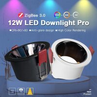 Gledopto ZigBee Pro RGB+CCT LED Downlight 12W CRI>90 schwarz matt IP40 - GL-D-010P