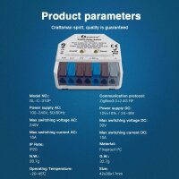 Gledopto Ultra-Mini ZigBee 3.0 Relais Schalter, AC100-240V, DC12-48V, Max 10A/16A / GL-C-310P