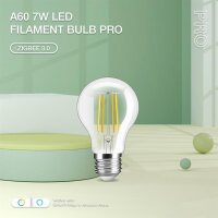 Gledopto A60 E27 Leuchtmittel ZigBee3.0 Pro Serie CCT Farbtemperatur Flimament Bulb 7W ( Klarglas )